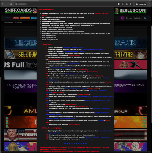 Ein Beispiel für die Regeln des Engagements im Procrd-Forum: Einige Regeln gelten allgemein in der Cyberkriminalitätslandschaft, während andere spezifisch für diese Community sind. (Bild: Trend Micro).